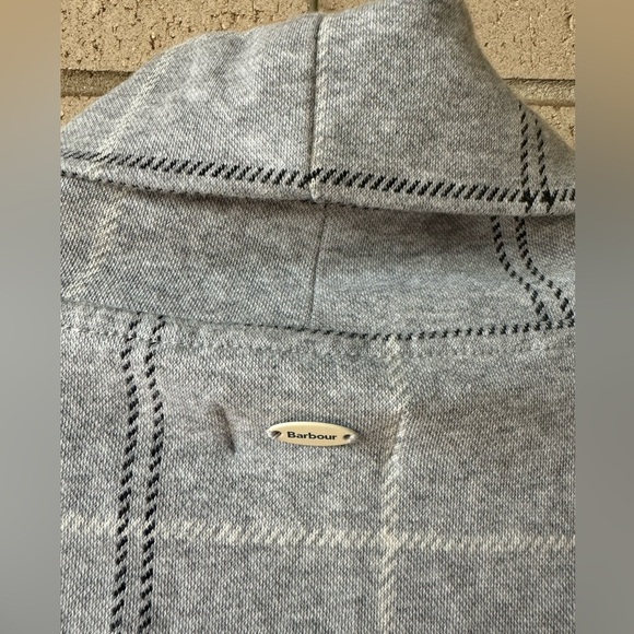 Barbour Tartan Mock Neck Sweatshirt Sweater – Light Grey Plaid, Size 14 Plus - Picture 3 of 6